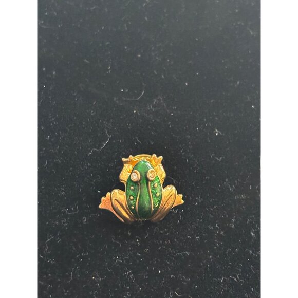 Vintage AVON Frog Brooch Pin Gold Tone & Green Enamel - Picture 5 of 6